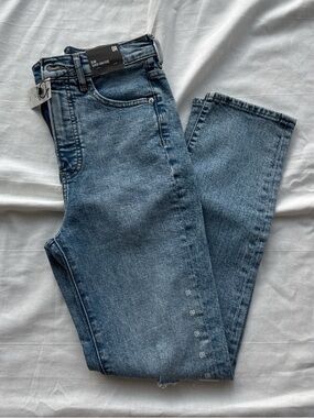 Express Slim Super High-Rise Jeans - Blue Wash